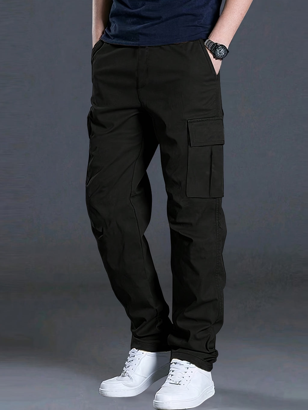 Men'S Outdoor Casual Cargo Pants - Loose Fit, Drawstring Waist, Multiple Pockets, Solid Color, All-Season Comfort for Hiking & Weekend Activities, Hiking Pants, Durable Fabric, Men Pants, Cargo Pants Men, Men Trouser, Men Spo