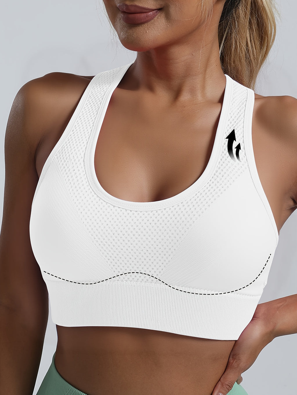 Top Deportivo Alto Elasticidad | Escote V | Decoración Honeycomb | Ticotrendy