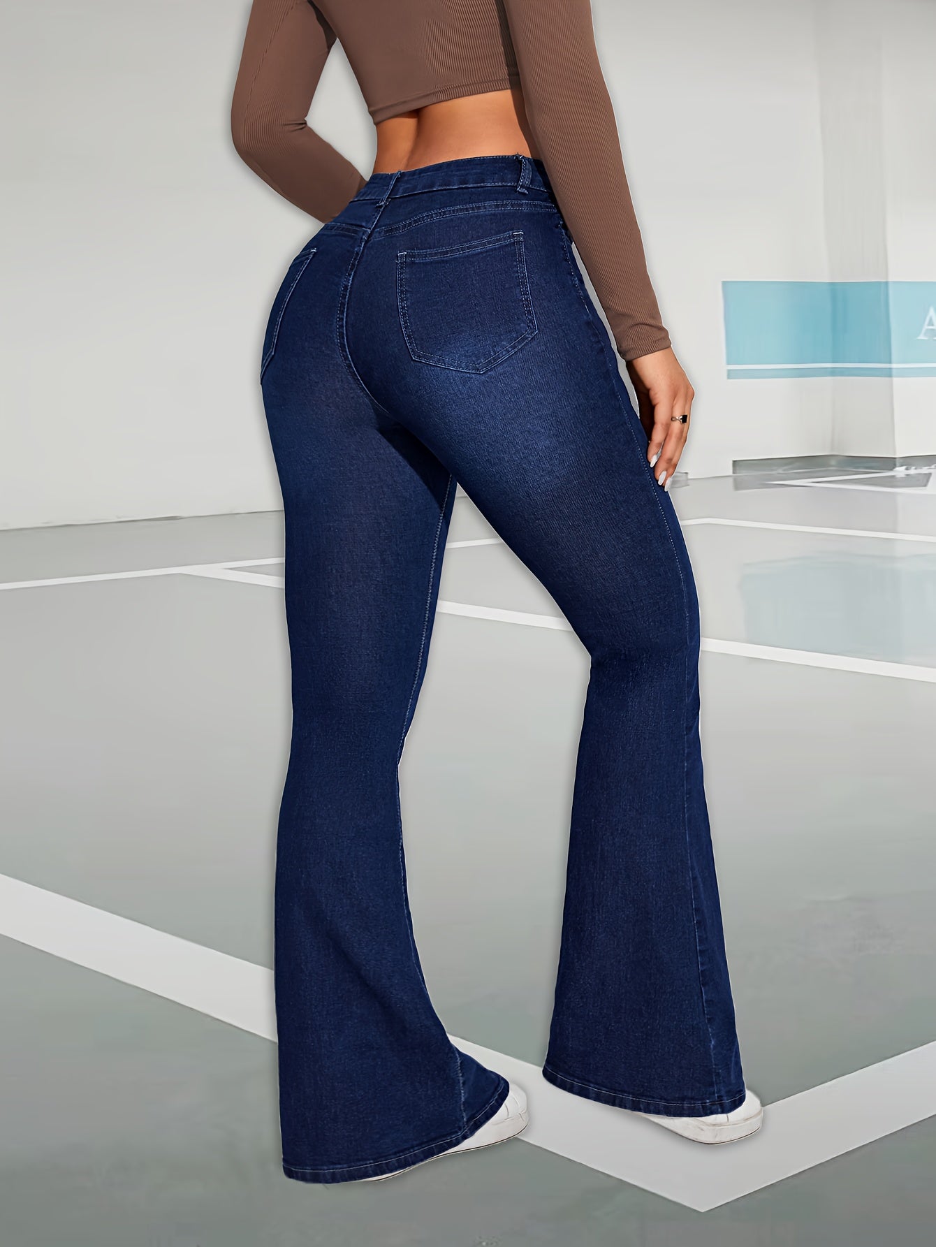Jeans Acampanados Elegantes Mujer | Ticotrendy Denim Cintura Alta Elástico Estilo Flare