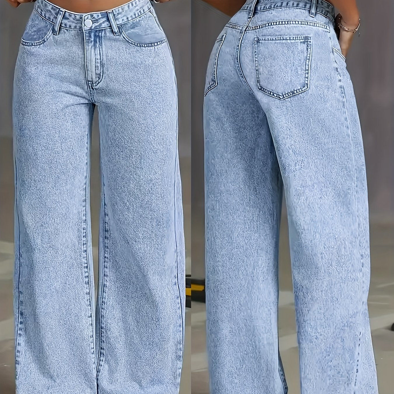 Jeans Rectos Pierna Ancha Mujer | Ticotrendy Denim Elástico Cintura Alta Control Abdominal