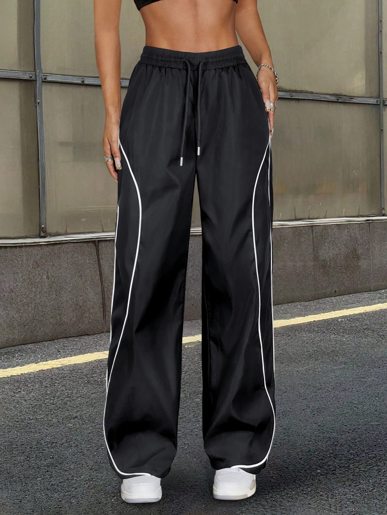 Pantalones Anchos Mujer con Rayas Laterales | Estilo Y2K Casual | Moda Costa Rica