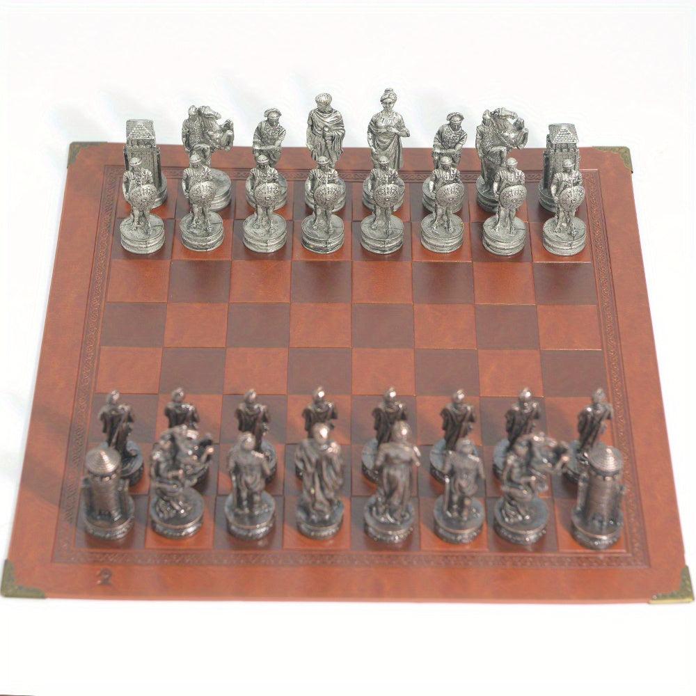Ajedrez Temático Metal | 32 Piezas Estatuas | Tablero Incluido