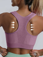 Top Deportivo Alto Elasticidad | Escote V | Decoración Honeycomb | Ticotrendy