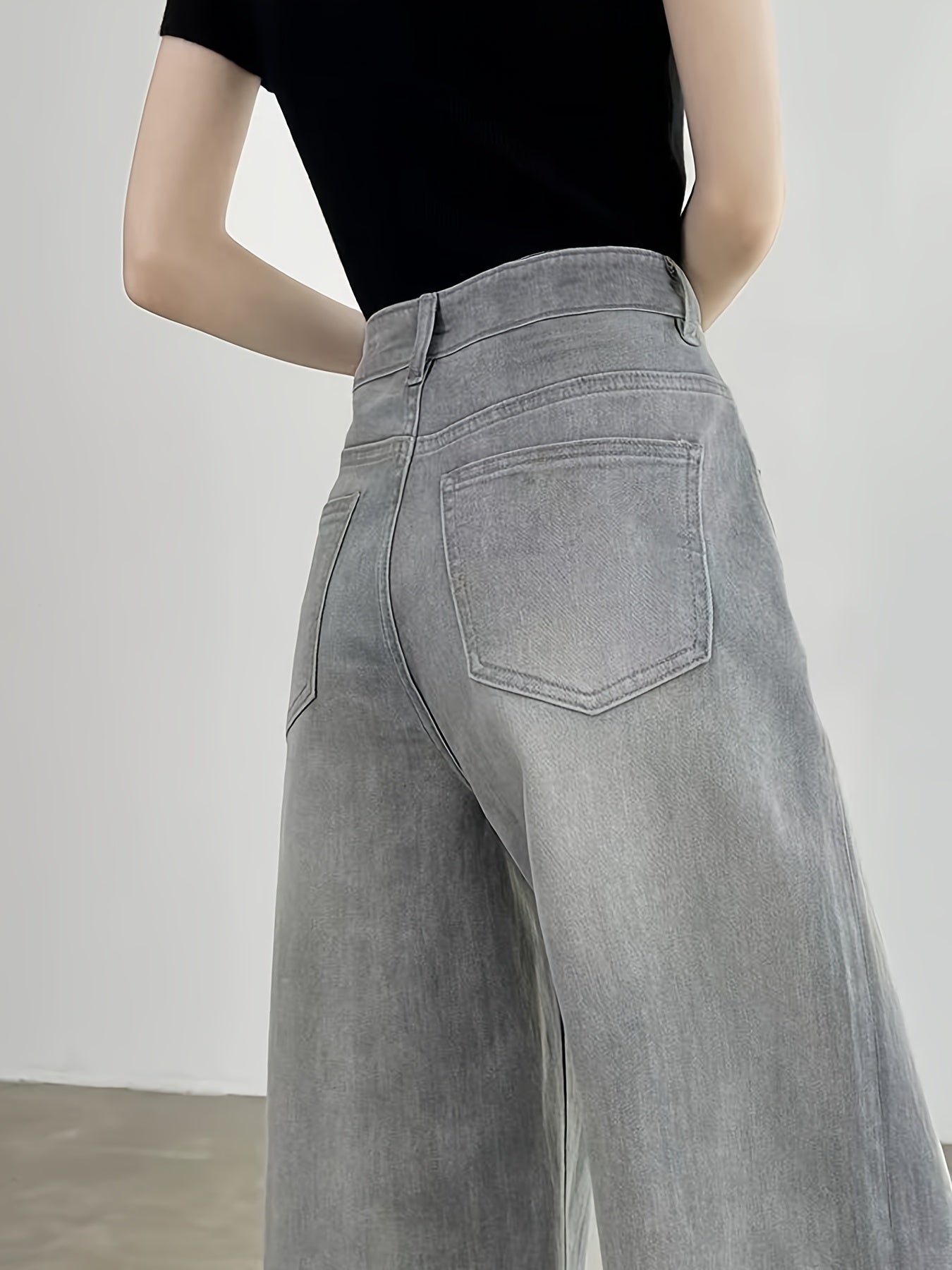 Jeans Pierna Ancha Retro Mujer | Ticotrendy Denim Sin Elasticidad Bota Recta Elegante
