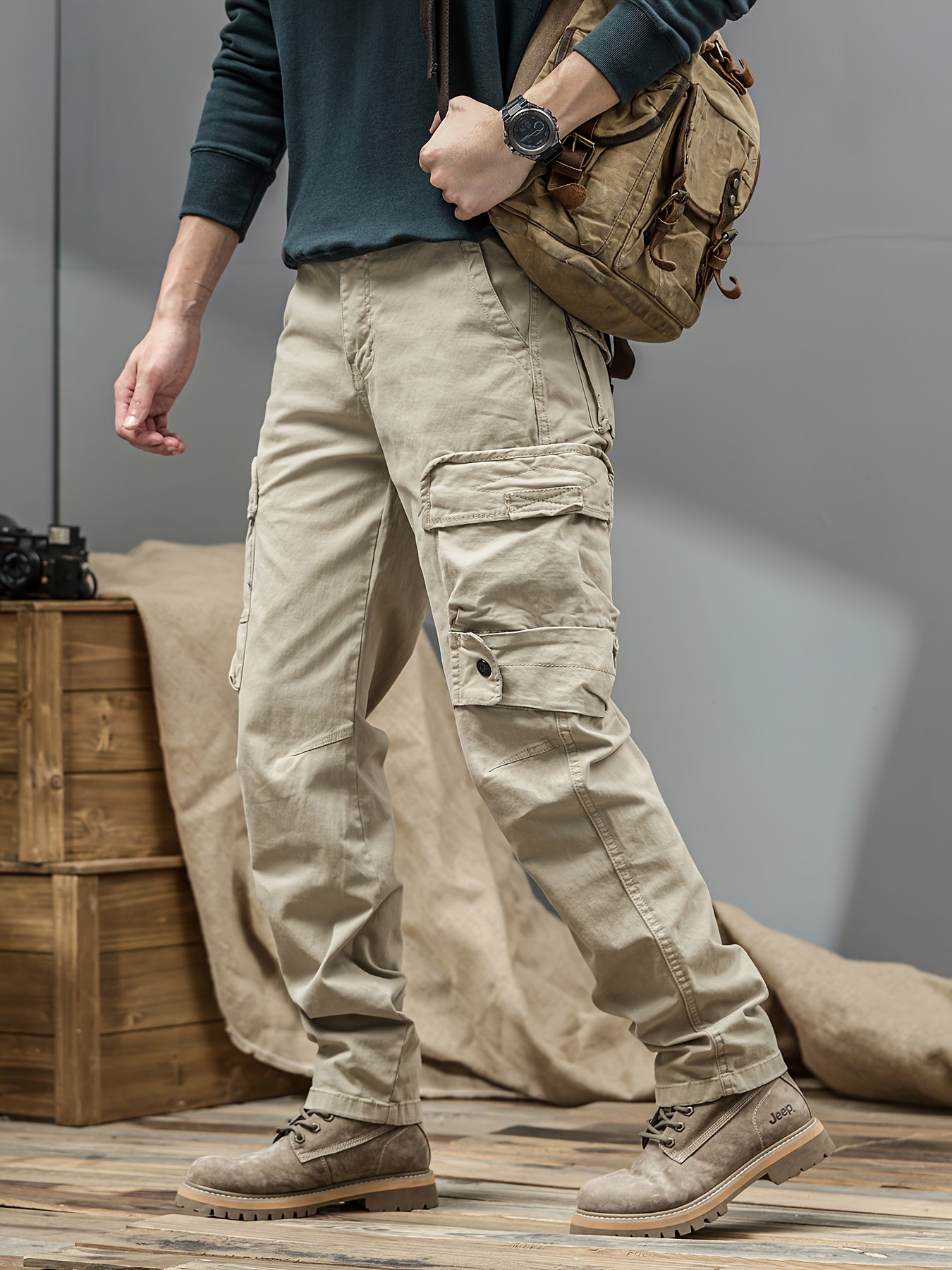 Men's Cargo Pants - Heavy-Duty Multi-Pocket Work Trousers, All-Season Machine Washable Pants with Utility Cargo Design for Construction, Travel, Everyday Carry - Mid-Rise Regular Fit Cargo Pants for Men, Outdoor Activities, S