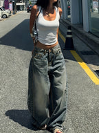 Jeans Rectos Vintage Mujer | Ticotrendy Denim Clásico Lavado Loose Fit Casual