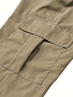 3pcs Men'S Casual Solid Color Joggers - Multiple Flap Pockets, Drawstring Waist, Polyester, Outdoor Work Pants, Jogging Pants