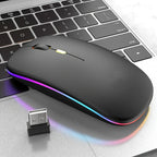 Ratón Inalámbrico Delgado y Silencioso | Conexión Dual Bluetooth & USB | Recargable para iPad, PC, Mac