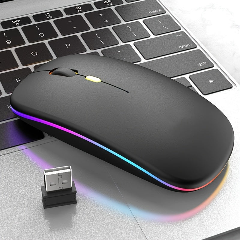 Ratón Inalámbrico Delgado y Silencioso | Conexión Dual Bluetooth & USB | Recargable para iPad, PC, Mac