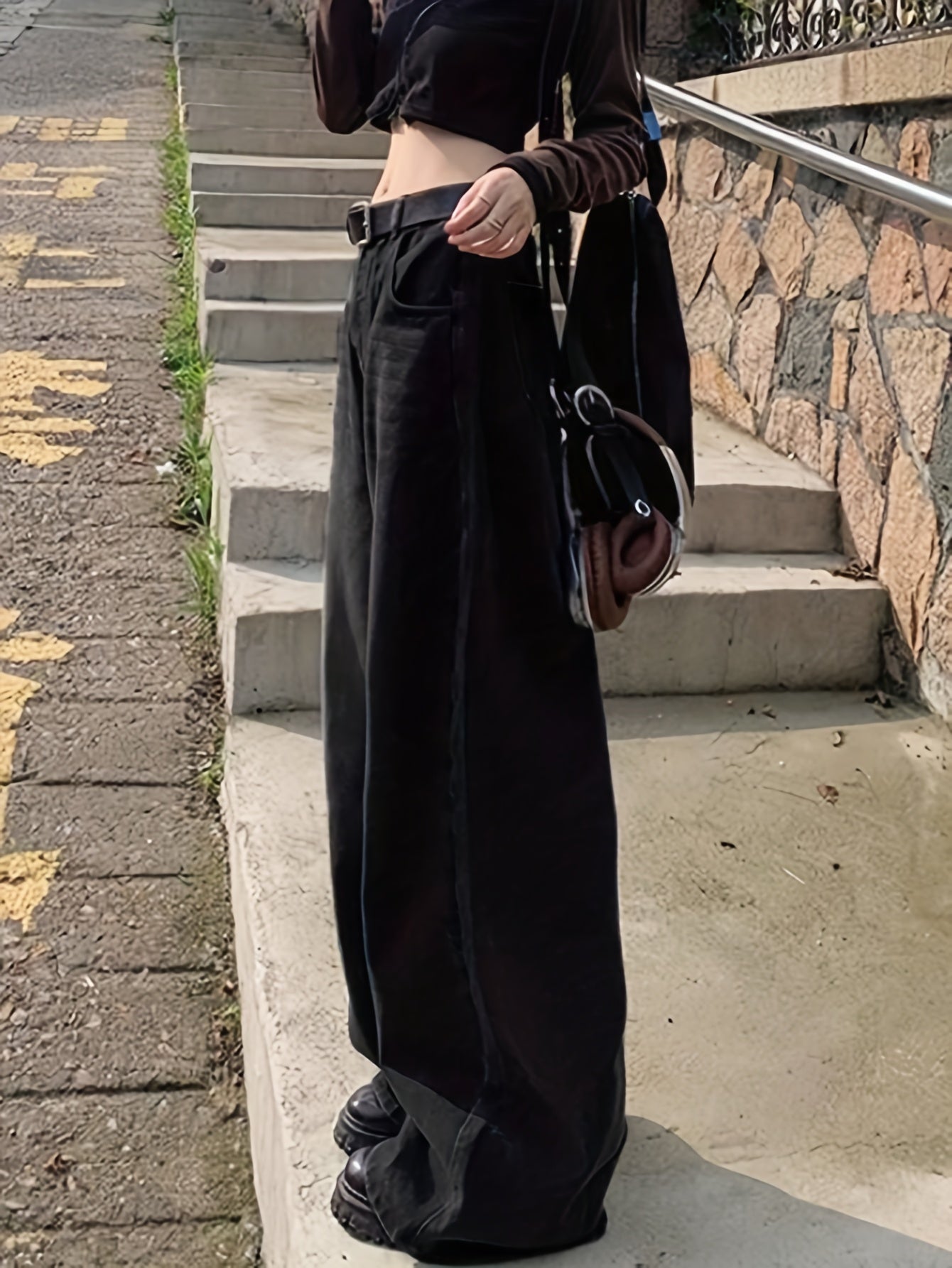 Pantalones Jeans Mujer Tiro Alto | Pierna Ancha | Tela No Elástica | Diseño Vintage