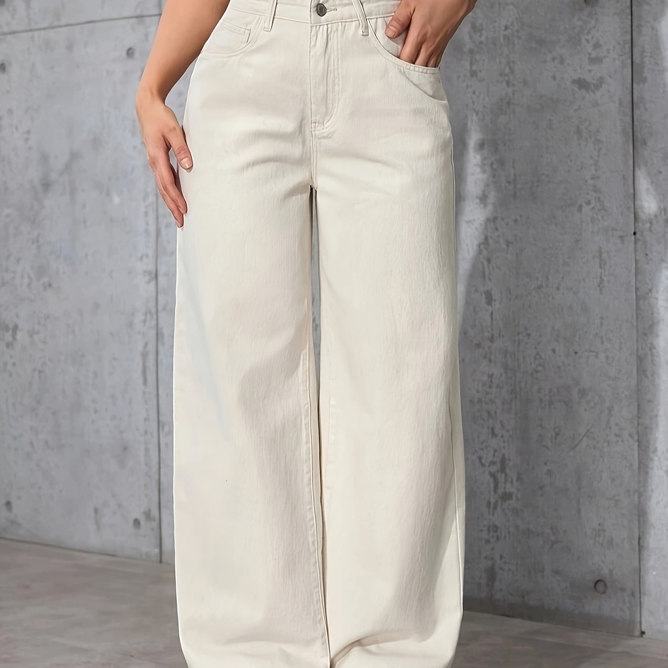 Jeans Rectos Casuales de Mujer | Ticotrendy Poliéster Liso Sin Elasticidad Estilo Básico