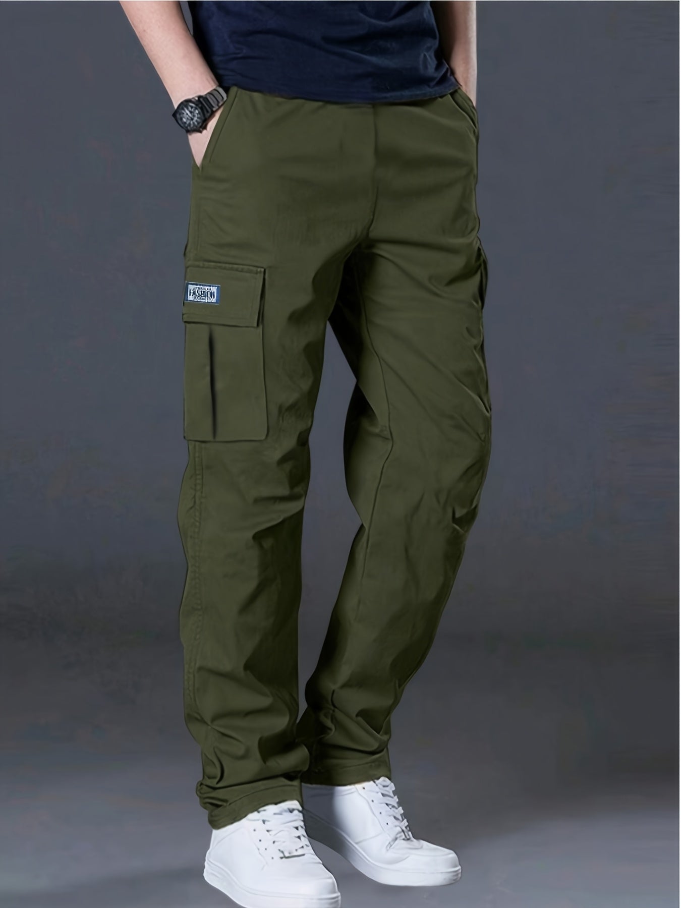 Men's Work Pants, Multi-Pocket Men's Trousers with Drawstring Waist