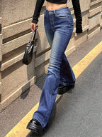 Jeans Acampanados Retro de Mujer | Ticotrendy Denim Elástico Cintura Media Estilo Casual