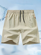 Pantalones Cortos Deportivos Hombre - Secado Rápido, Negro con Bolsillos Naranja, Cordón y Cremallera
