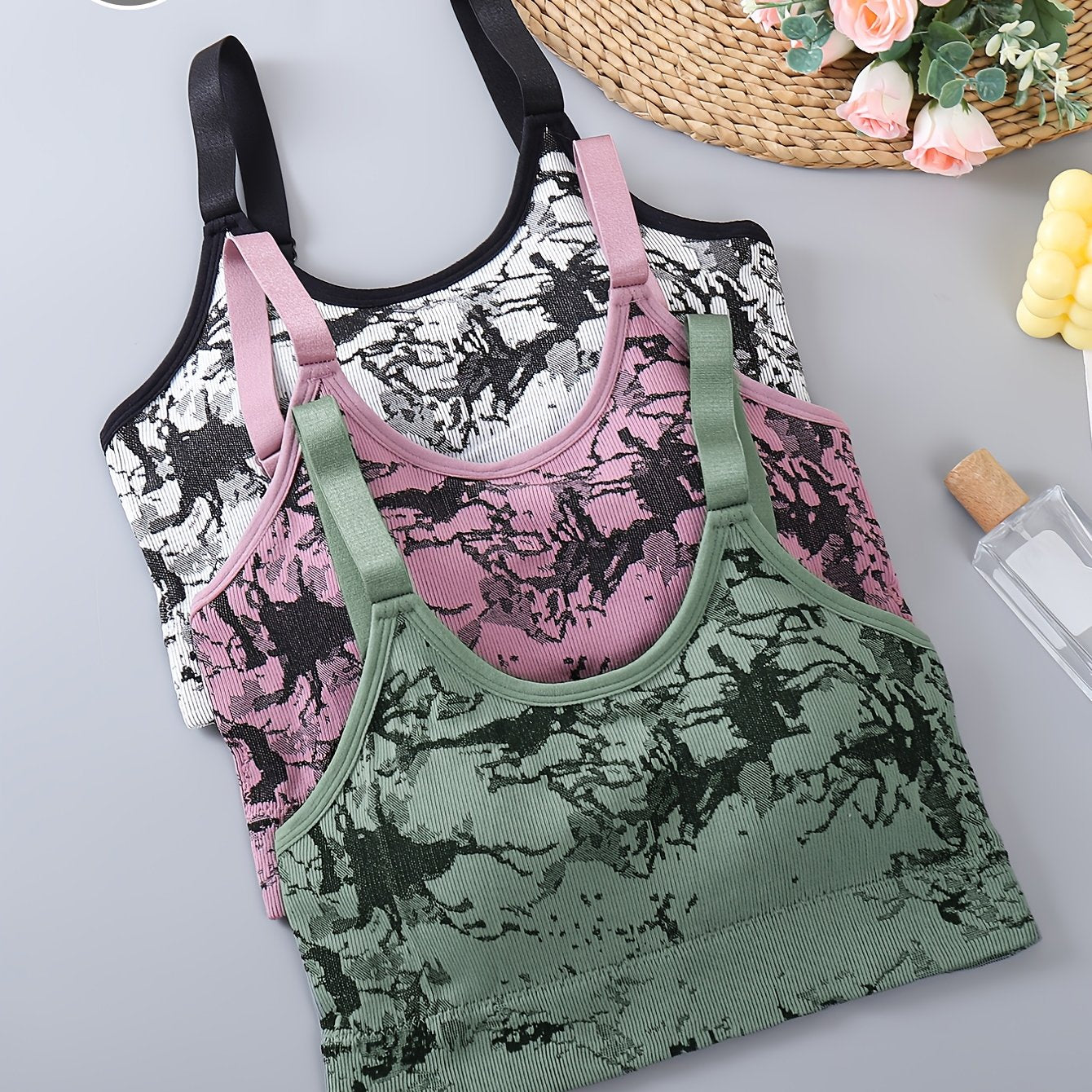 Conjunto 3 Tops Deportivos Mujer | Tirantes Ajustables | Tie Dye | Ticotrendy