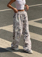 Pantalones Jogger Estampado Floral | Corte Holgado Otoño Invierno | Ticotrendy