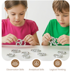 8 unids/set juego de anillos de rompecabezas de Metal juego de rompecabezas inteligente anillo y hebilla liberación IQ rompecabezas juguetes para niños adultos desarrollo cerebral