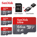 Oferta de tarjetas de memoria SanDisk Ultra MicroSD de 32GB, 64GB, 128GB y 256GB. Incluye adaptador SD y lector USB. Accesorios de tecnología para TicoTrendy.